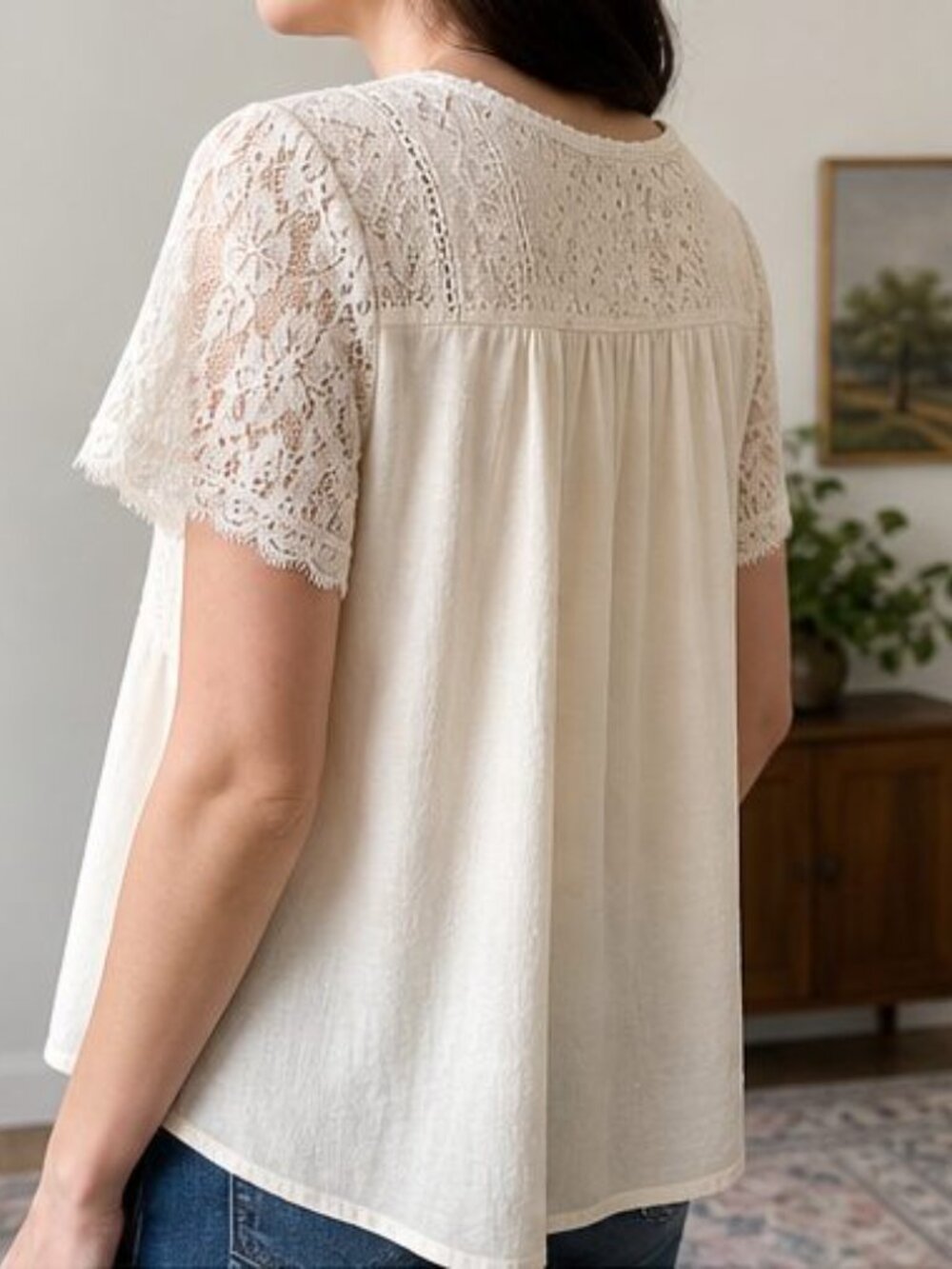 Cream Ruffle Blouse - Picture 3 of 6